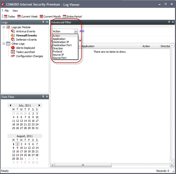 Firewall Events, Monitor Action Logs by Firewall Security v5